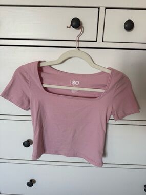 Pink Square Neck Crop Top